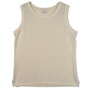 Belle by Kim Gravel Cream Knit Tank Top Sleeveless Crew Neck Pullover Size M